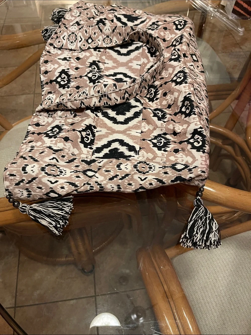 Free People Ikat Tassel Carryall in Blush and Black
